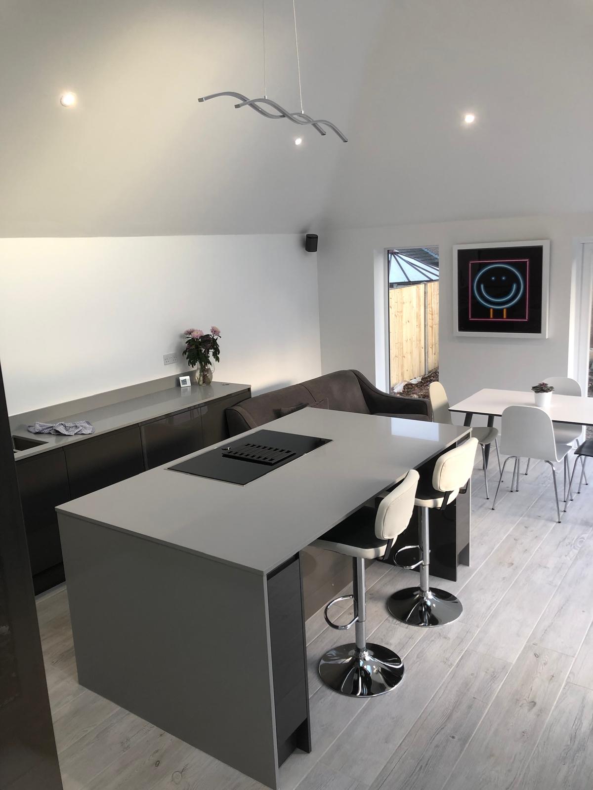 Modern Grey Kitchen Island with Breakfast Bar